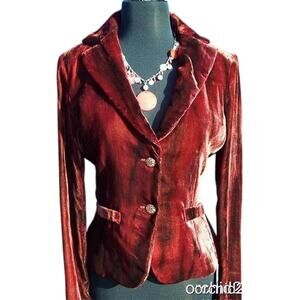 Cache Cranberry Velvet Dip-Dye Jacket Coat Top New Lined $178 NWT Textured